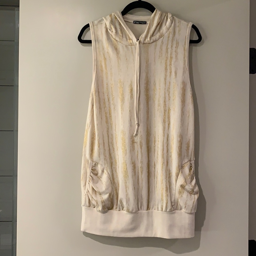 Sleeveless Gold and Tan Hooded Tunic Sweatshirt/Pump Cover